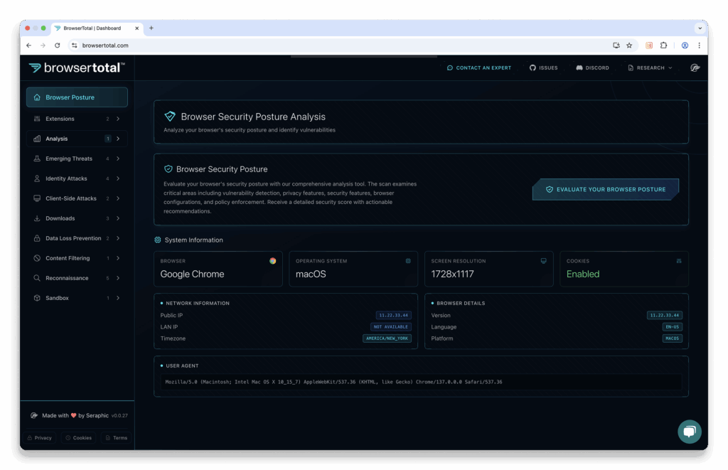 BrowserTotal Screenshot